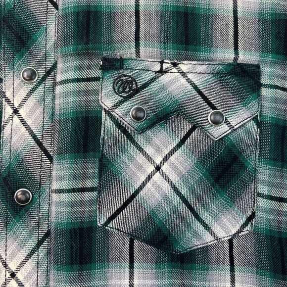 Vintage Wrangler Shirt Mens Medium Plaid Flannel Pearl Snap Western 90s Cotton - Picture 6 of 10